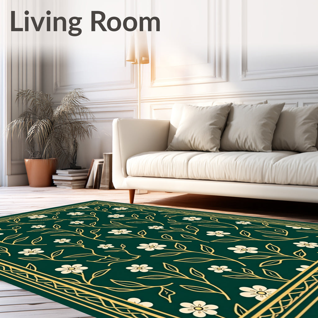 Dark Green floral pattern Rug