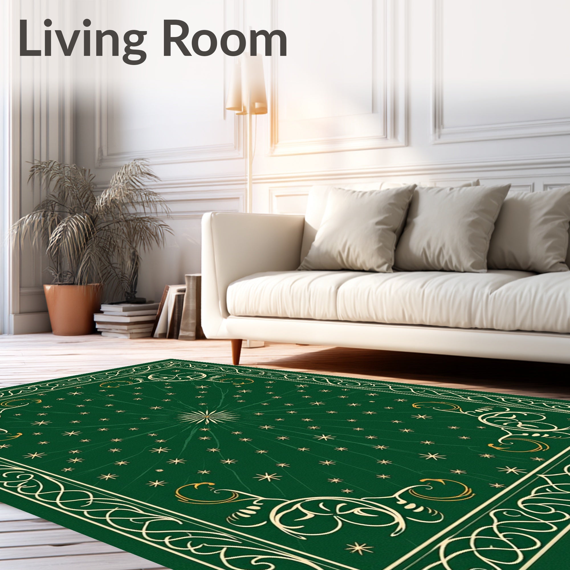 Ornate Green Starburst Scroll Rug