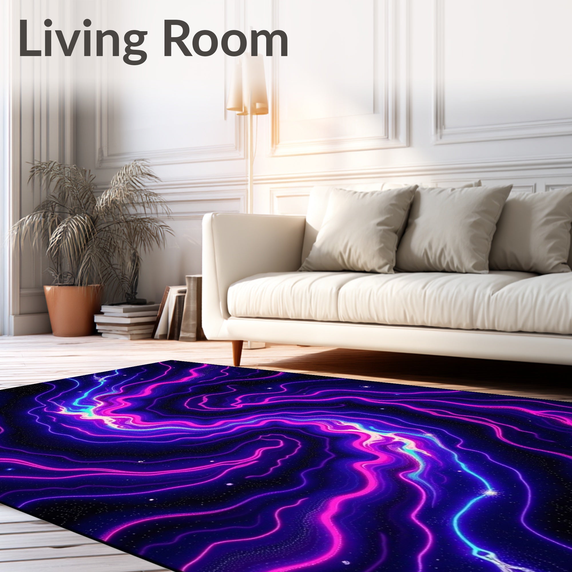 Vibrant Neon Swirl Galaxy Design Rug