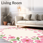 Spring Floral Pink Blossom Pattern Rug