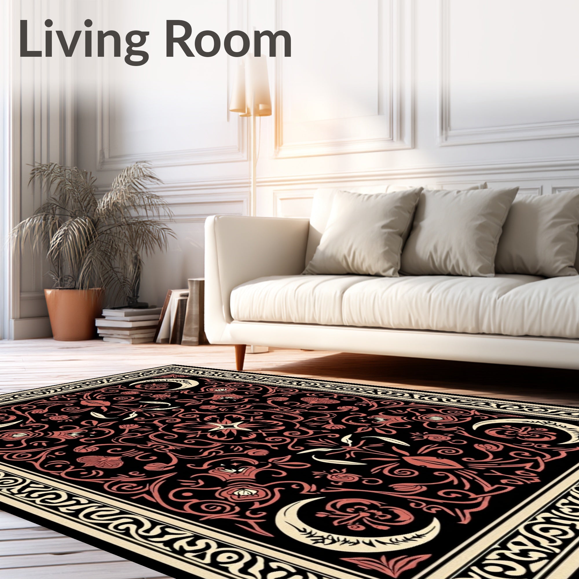 Celestial Floral Scrollwork Design Rug