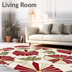 Red Petal Sunburst Leaf Design Rug