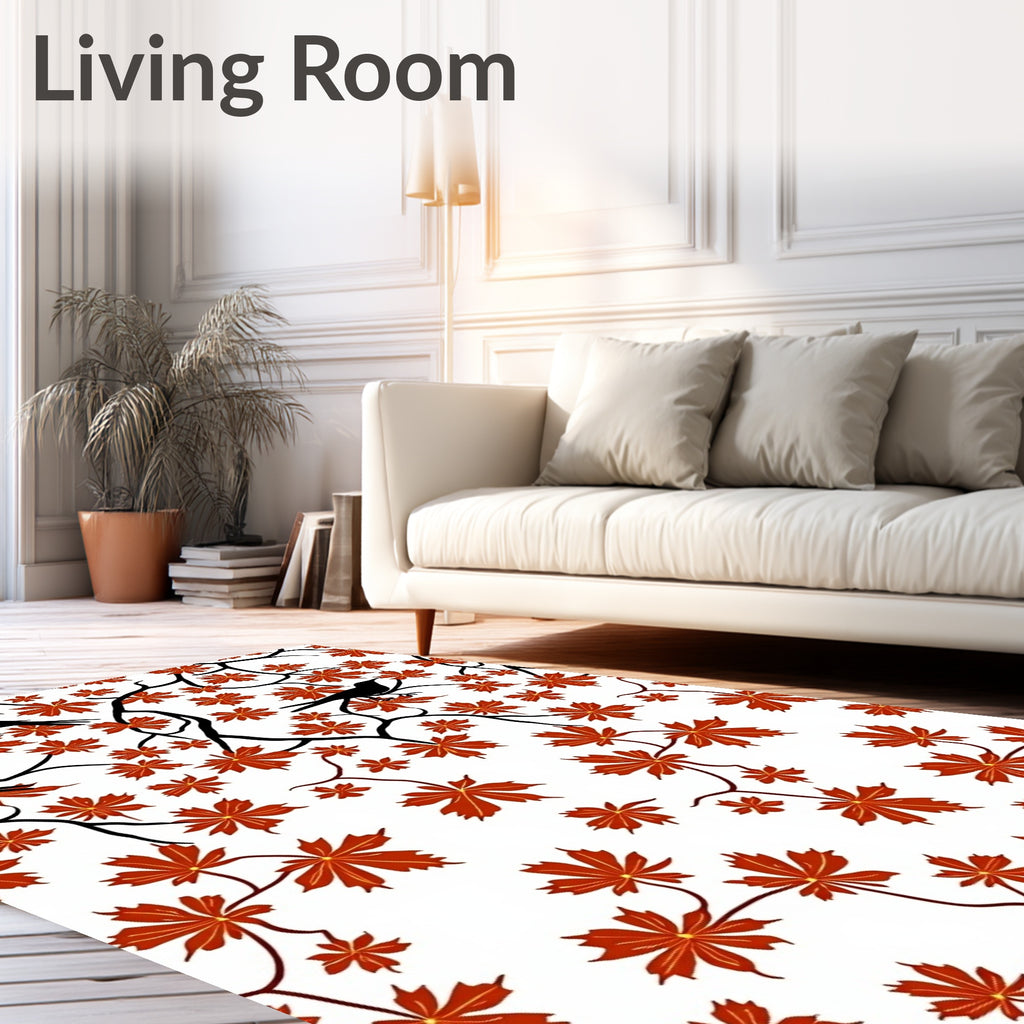 Autumnal Birds Maple Pattern Rug