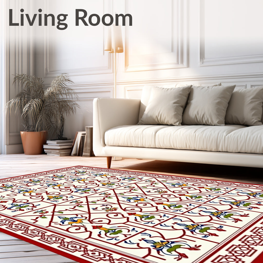 Ornate Floral Geometric Pattern Design Rug