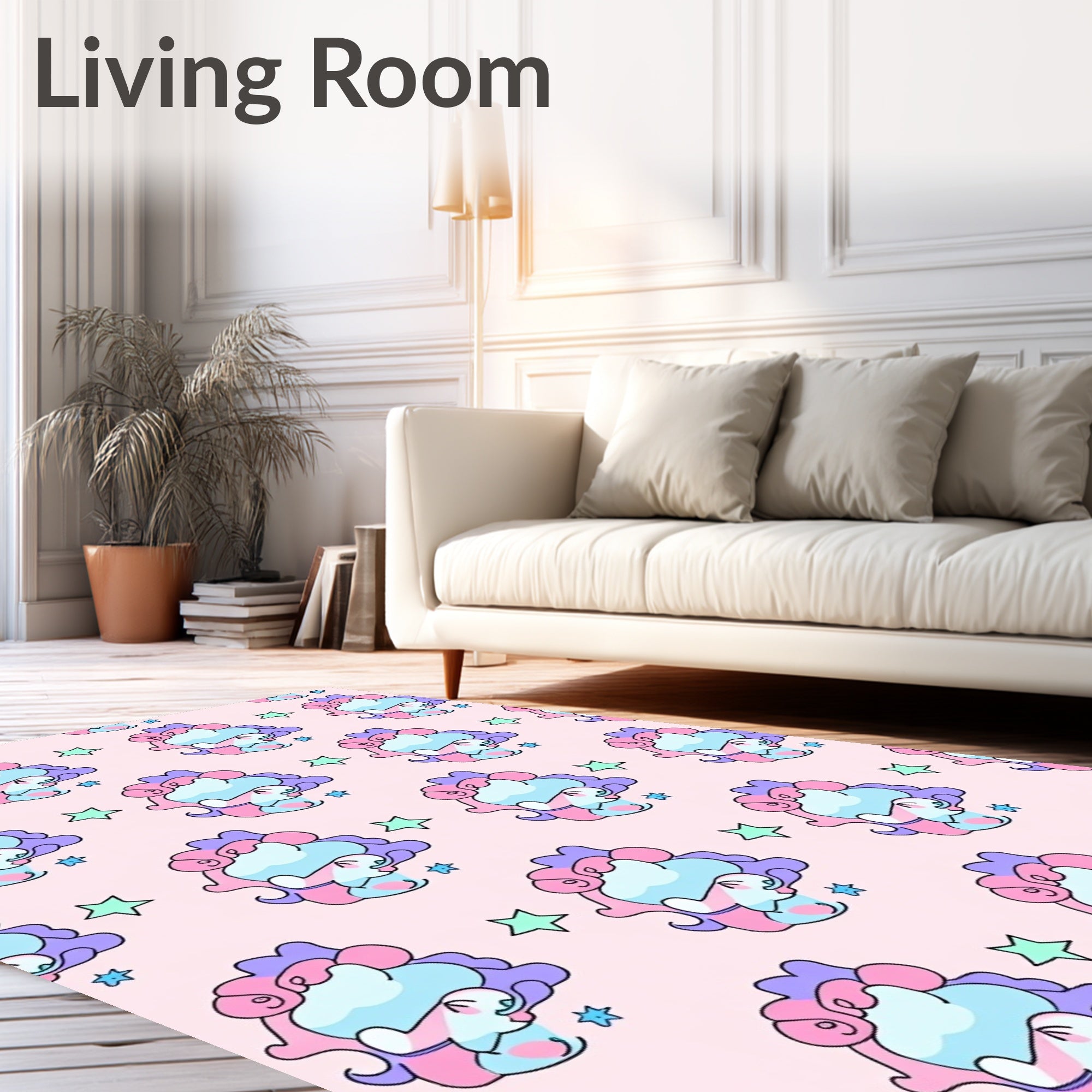 Pastel Unicorn Stars Patterned Rug