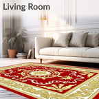 Red Golden Elaborate Floral Medallion Rug