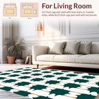 Geometric Pattern With Tan Green Rug