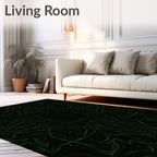 Dark Green Abstract Floral Motif Rug