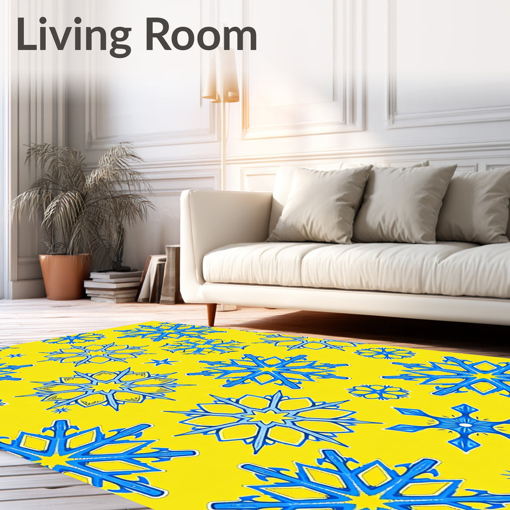 Blue 2 Snowflake Pattern Rug