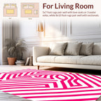 Bold Abstract Pink Geometric Pattern Rug