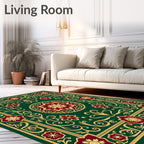 Ornate Floral Patterned Golden Rug