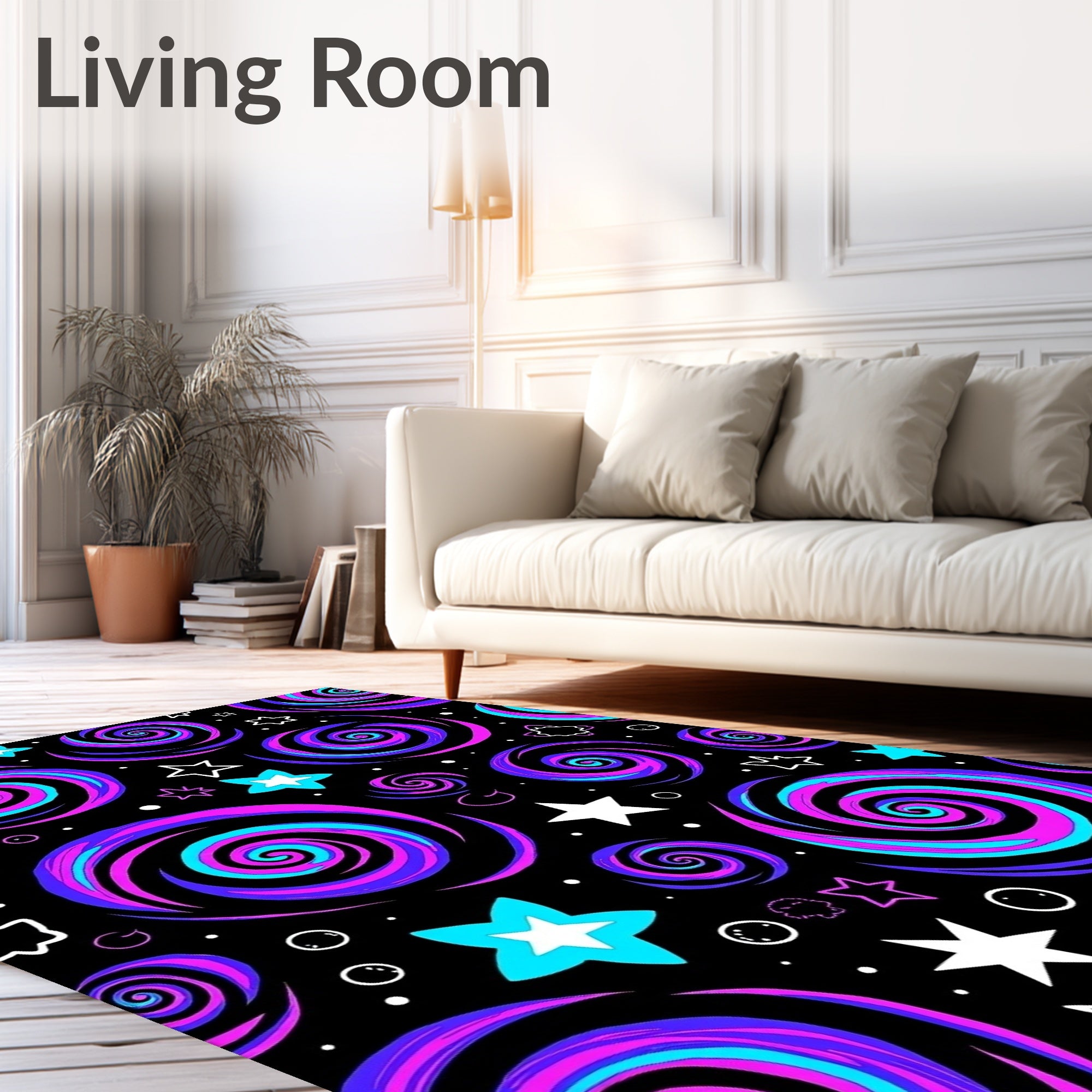 Cosmic Swirls and Stars Rug