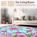 Pink Floral Medallion Mint Backdrop Rug