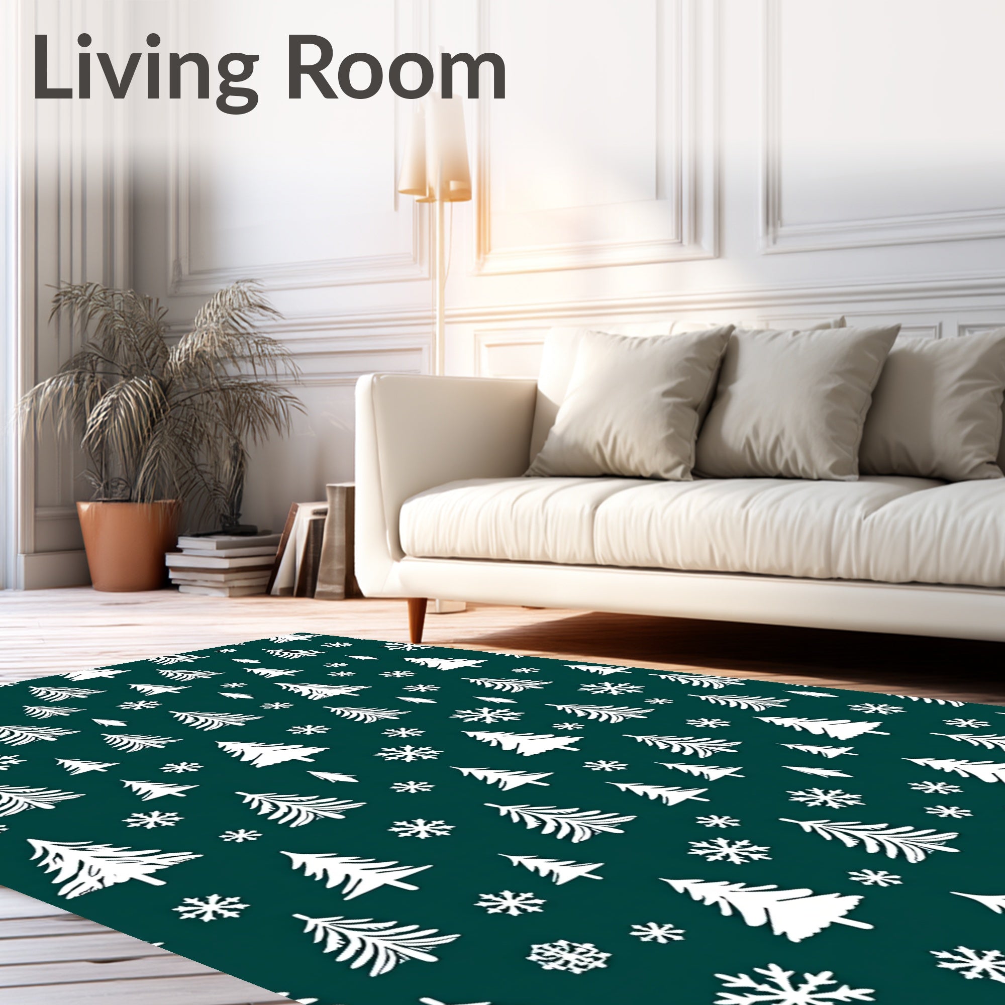 Winter Forest Snowflake Pattern Rug