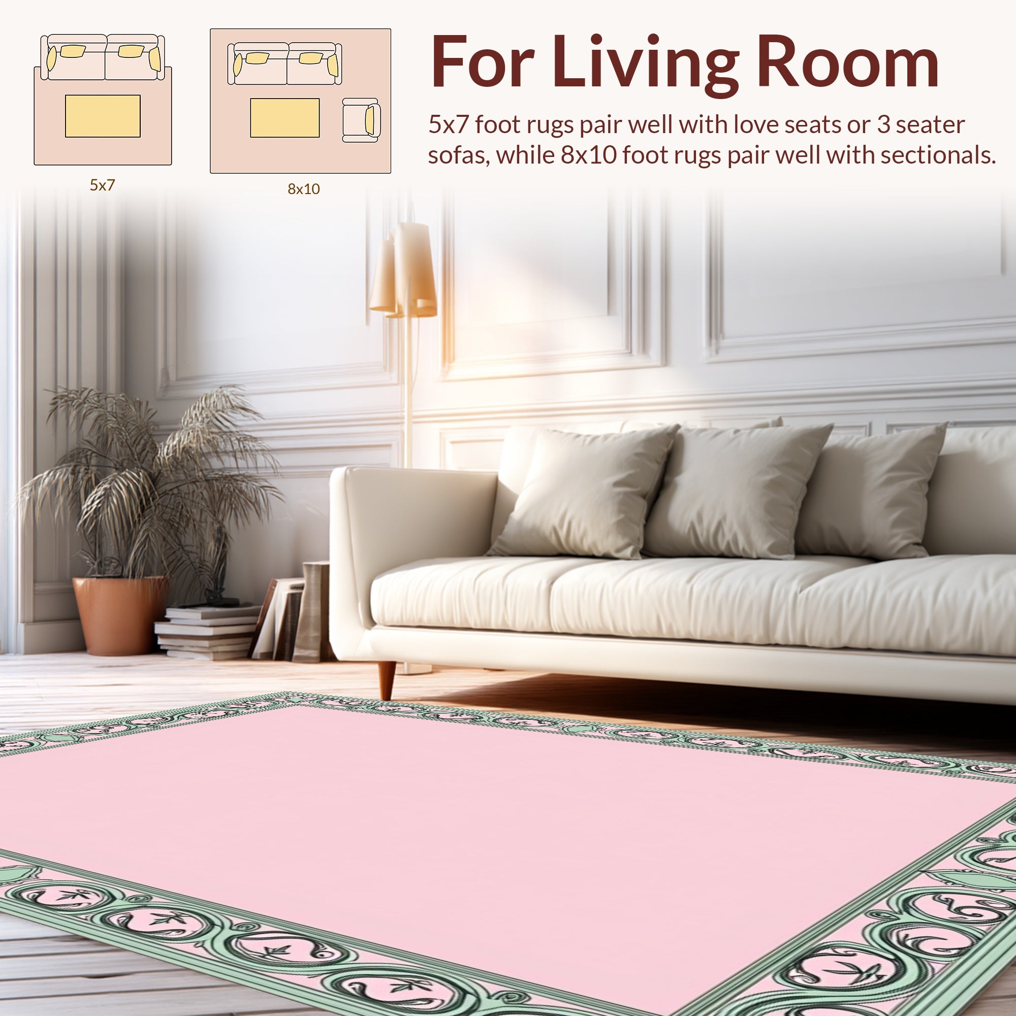 Elegant Scrollwork Border Design Rug