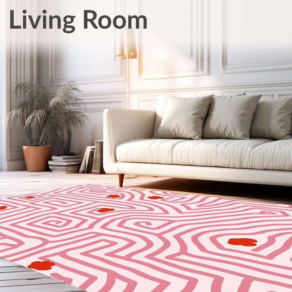 Pink Maze With Red Accents Rug