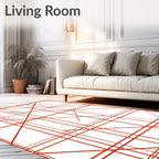 Red Geometric Line Art Pattern Rug