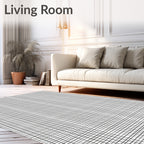 Classic Black White Grid Pattern Rug