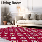 Classic Red Floral Geometric Pattern Rug