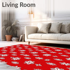 Festive Red White Snowflake Pattern Rug