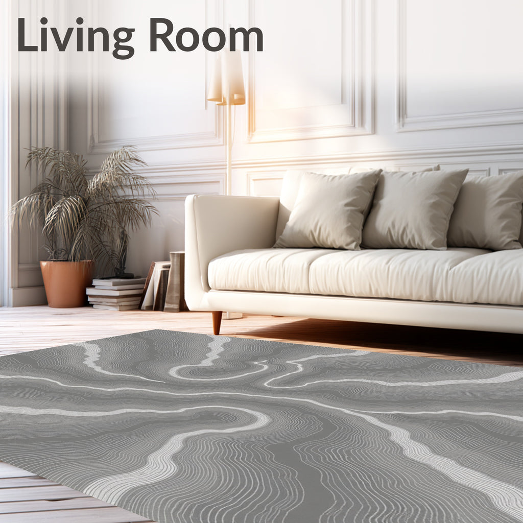 Abstract Swirling Contour Pattern Rug