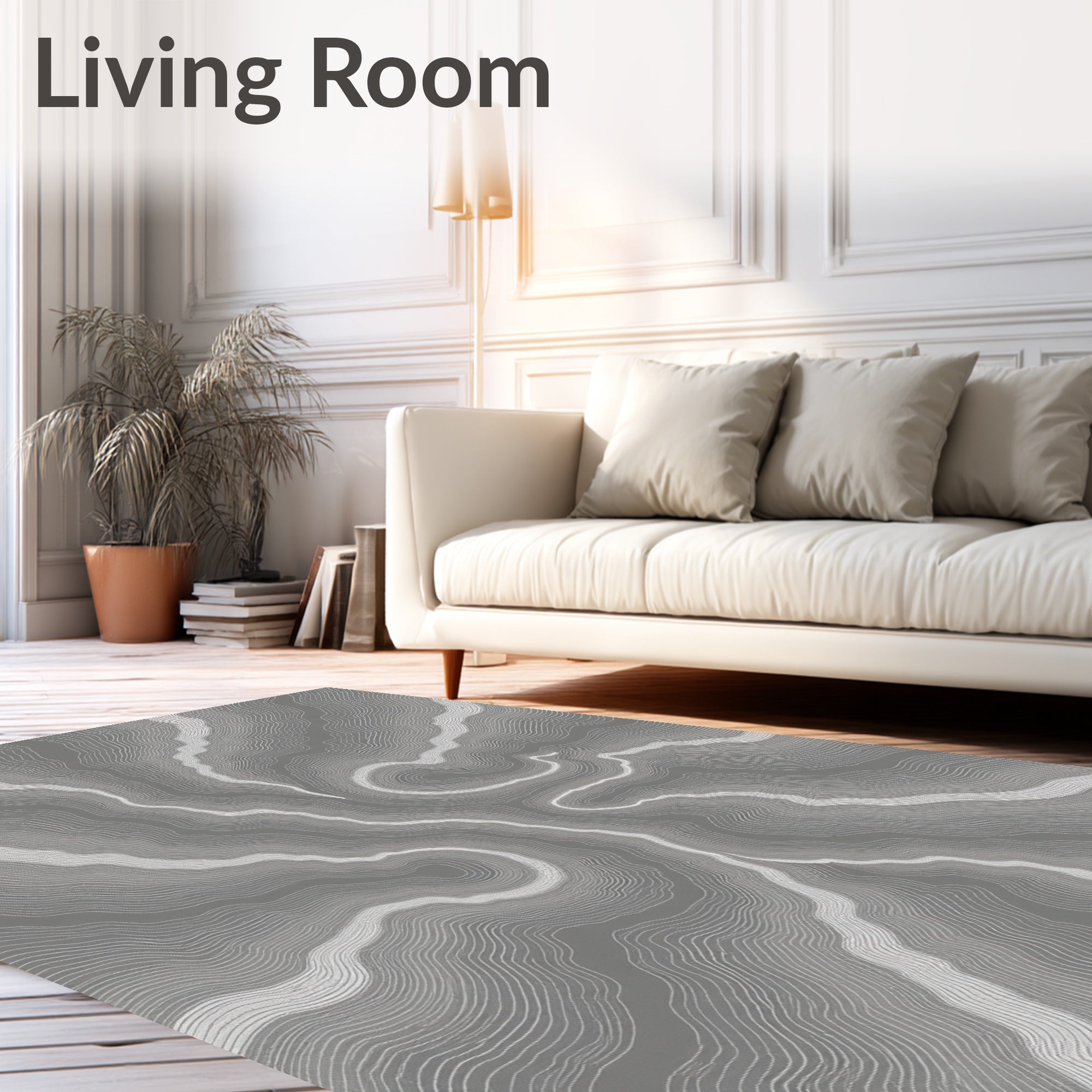 Abstract Swirling Contour Pattern Rug