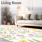 Whimsical Meadow Flower Garden Pattern Rug