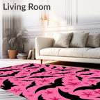 Pink Bat Star Patterned Rug