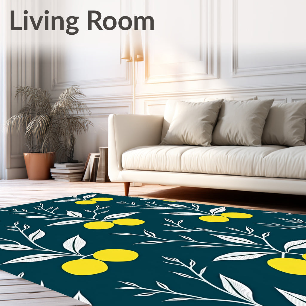 Yellow Citrus Botanical Design Rug