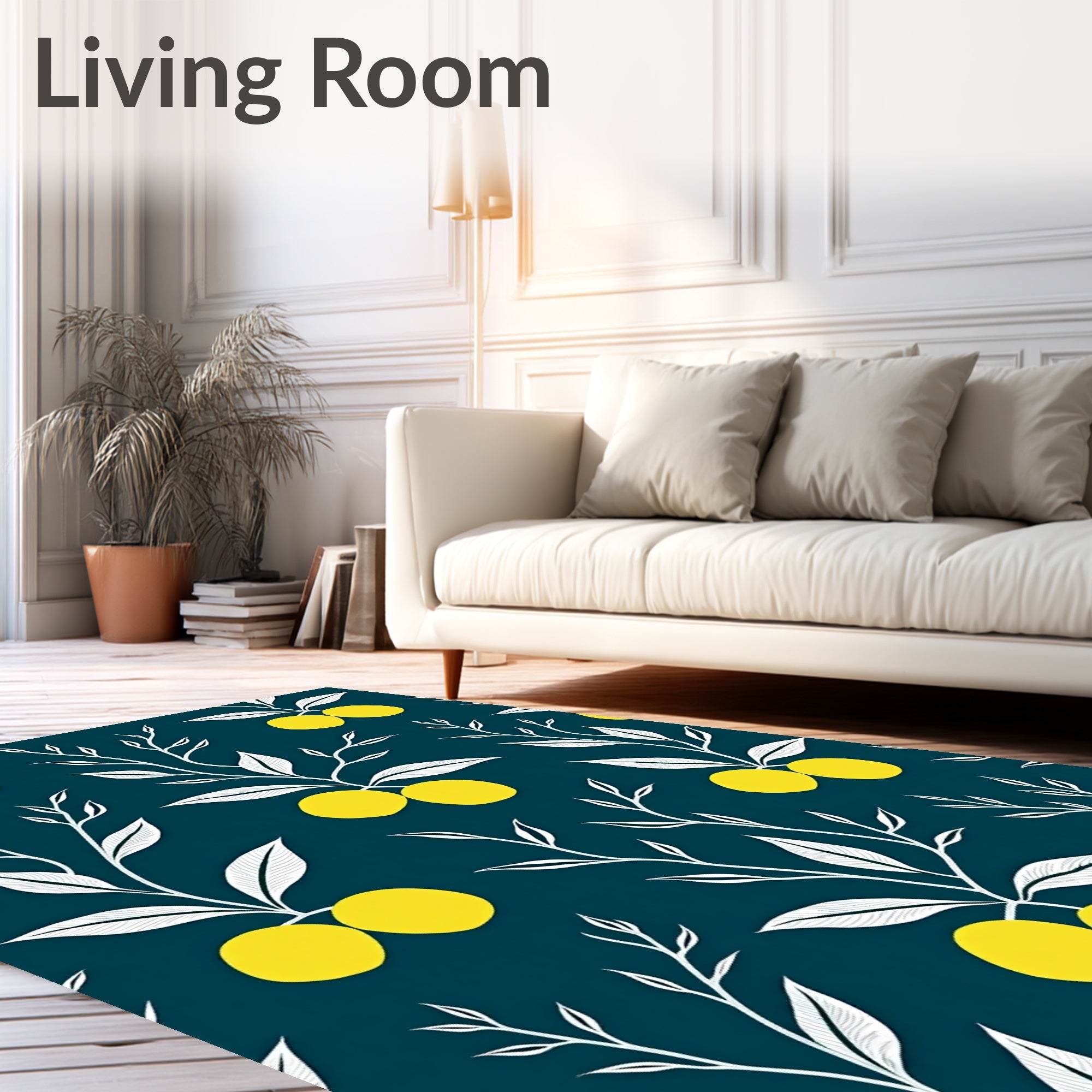 Yellow Citrus Botanical Design Rug