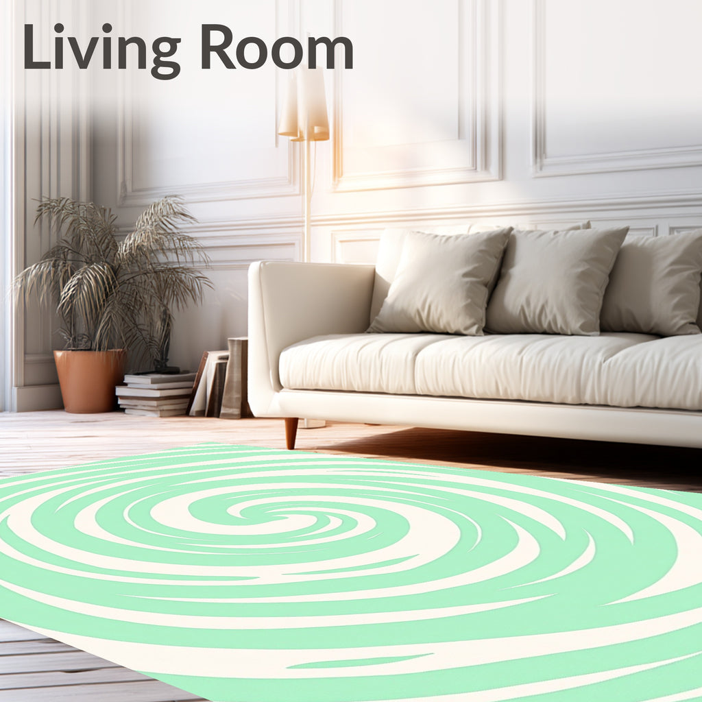 Mint Green Swirling Abstract Pattern Rug