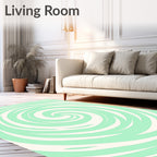 Mint Green Swirling Abstract Pattern Rug