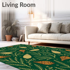Elegant Gold Pinecone Foliage Rug