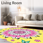 Bright Pink Mandala Flower Pattern Rug