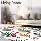 Red Green Festive Pine Branch Arrangement Rug