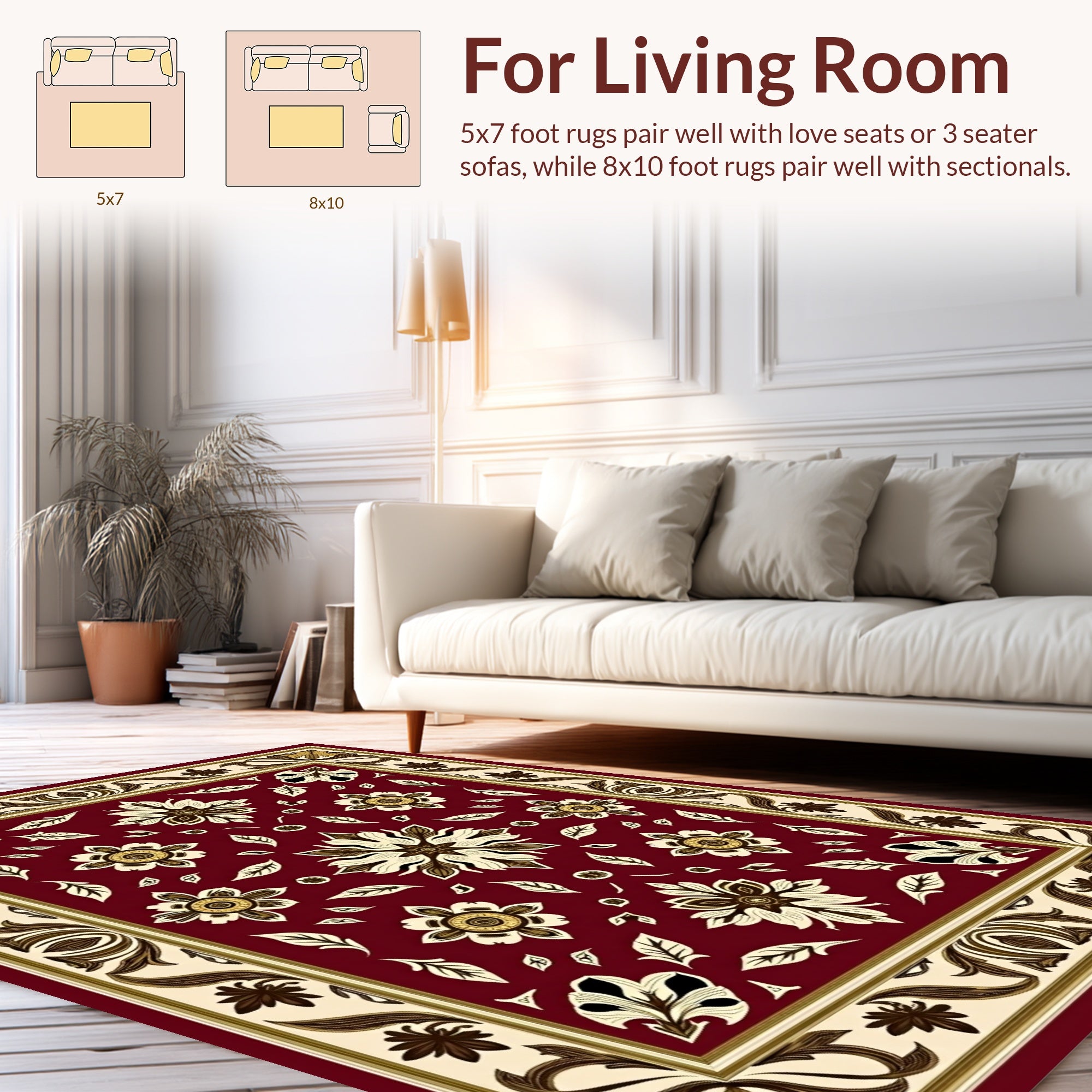 Ornate Floral Swirl Pattern Rug