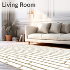 Natural Bamboo Geometric Brick Pattern Rug