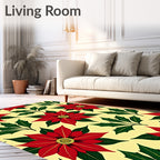 Bold Red Floral Holly Pattern Rug