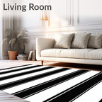 Classic Black White Striped Pattern Rug