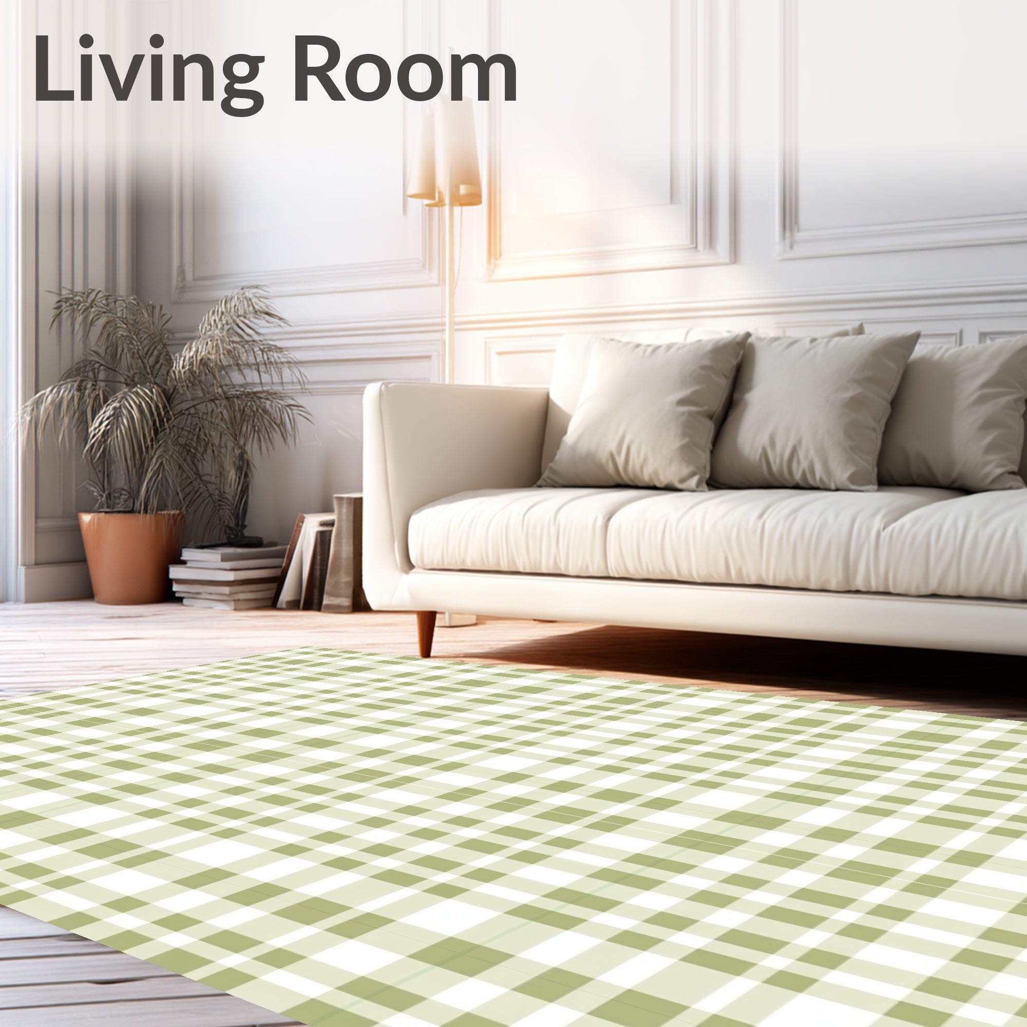 Neutral Simple Plaid Pattern Rug