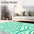 Teal Aqua Wavy Stripe Pattern Rug