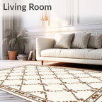 Ornate Cream Lattice Floral Rug