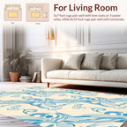 Flowing Blue Cream Floral Pattern Rug