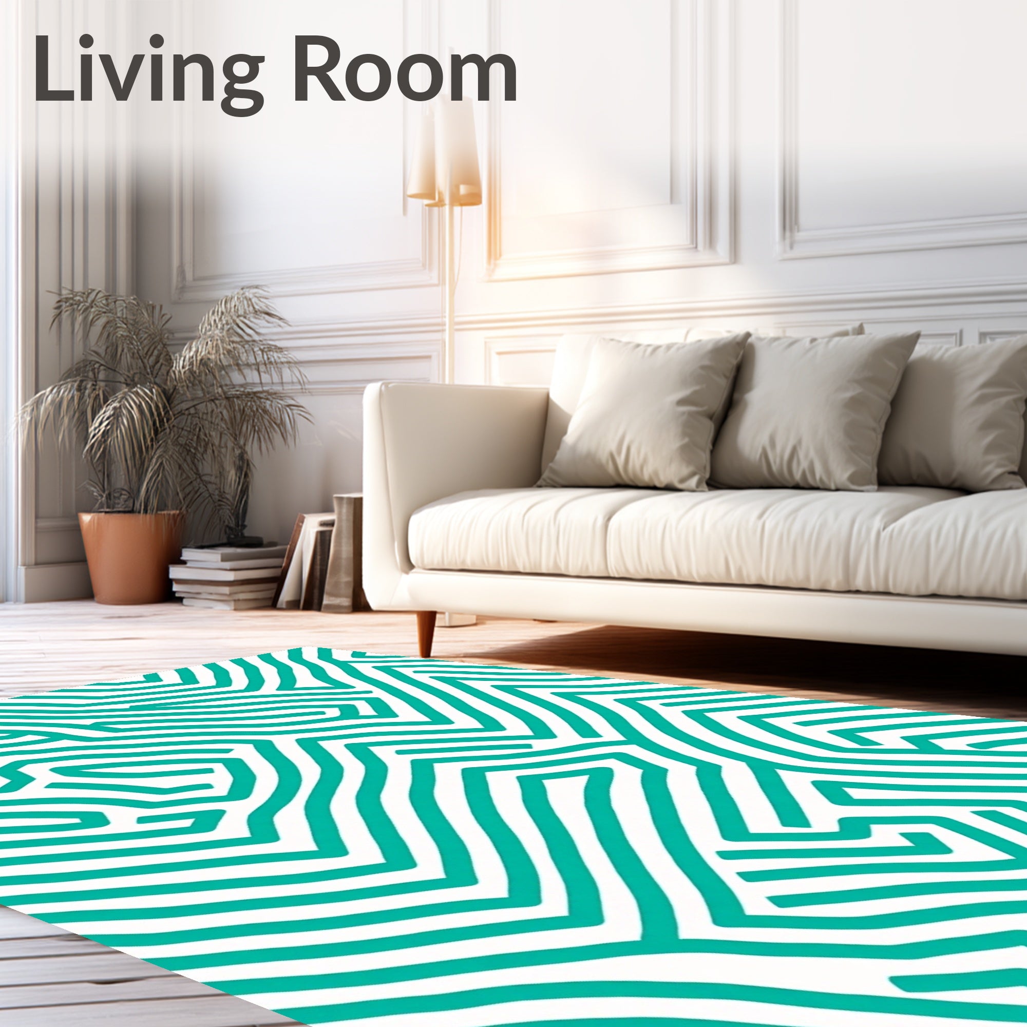 Teal Abstract Linear Movement Rug