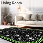 Black Skull Patterned Graphic Design Rug