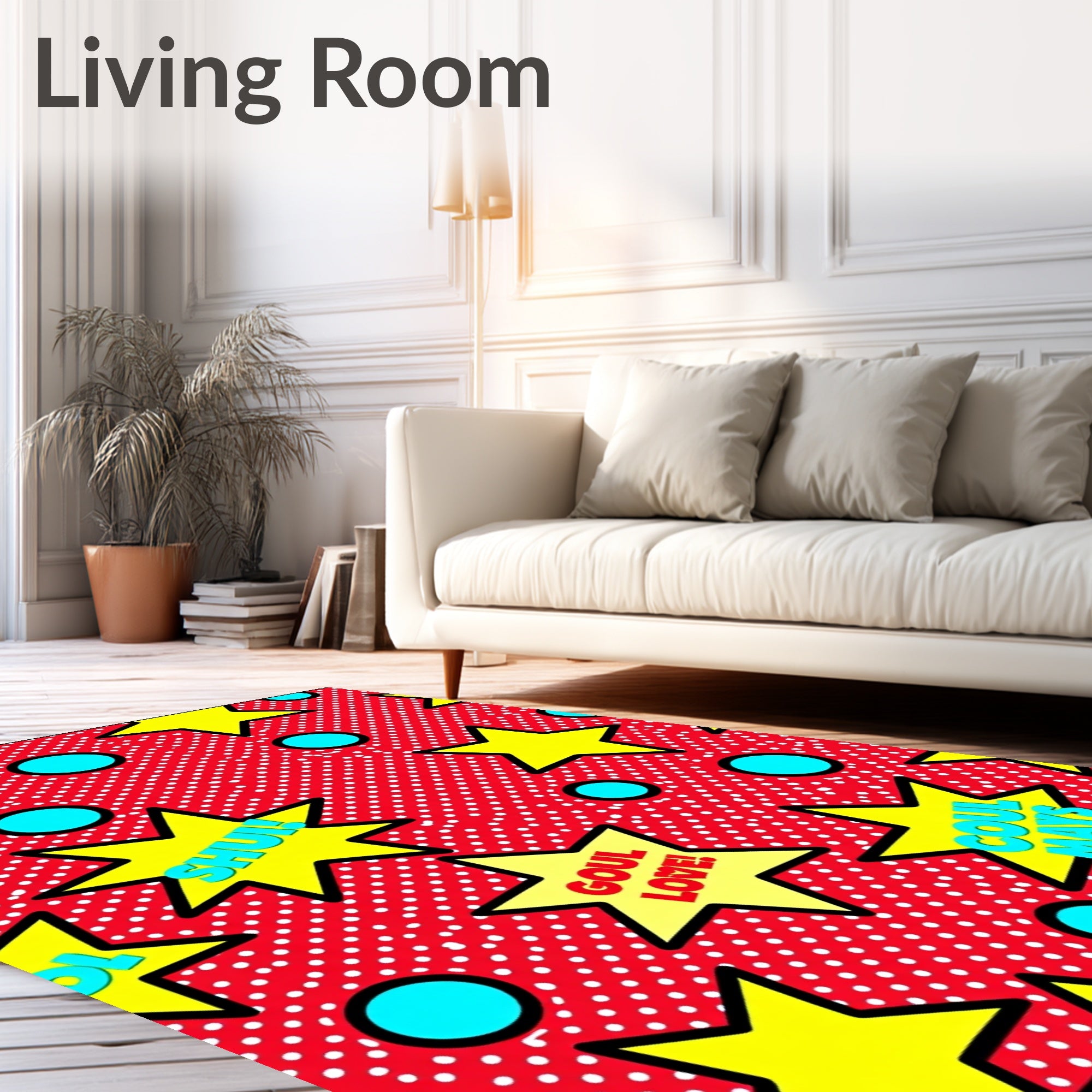 Comic Book Star Dot Pattern Rug