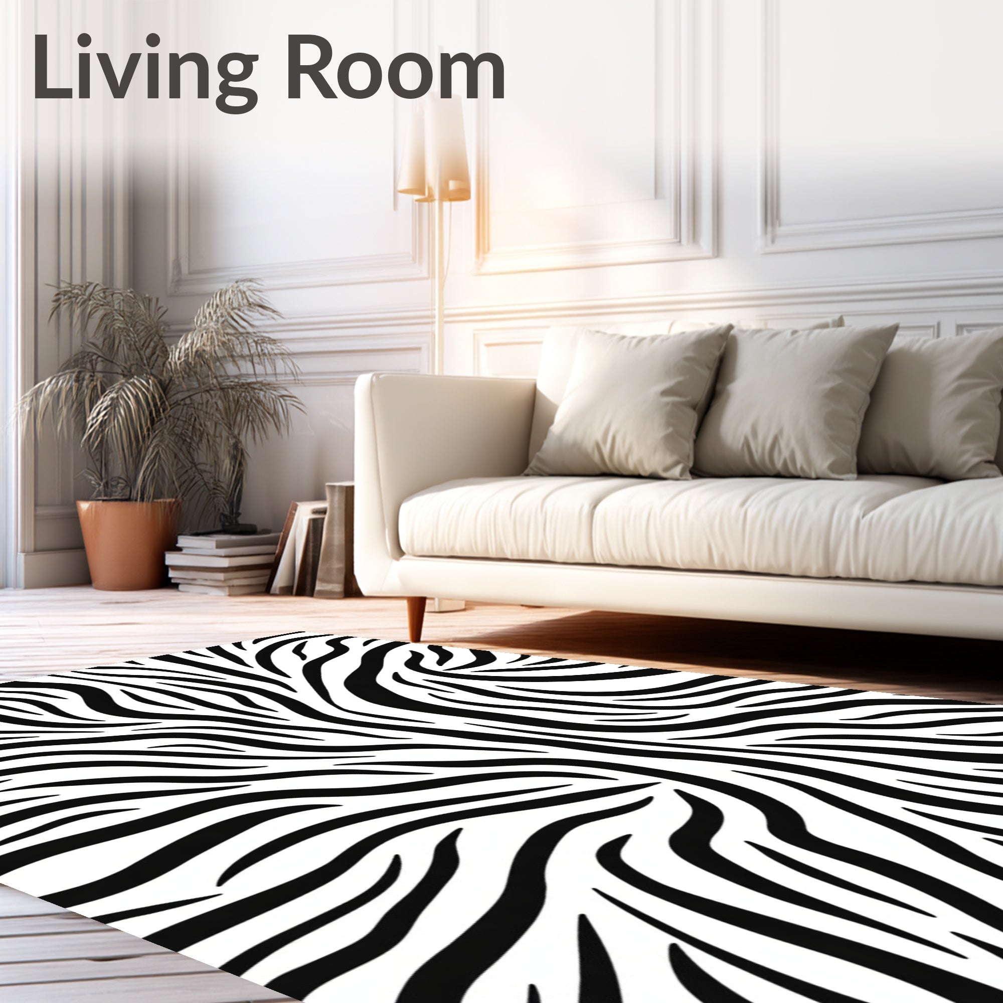 Chic Black White Zebra Stripe Design Rug