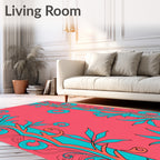 Vivid Floral Swirls Graphic Design Rug