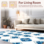 Geometric Blue Diamond Mosaic Pattern Rug