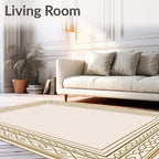 Elegant Gold Geometric Border Rug